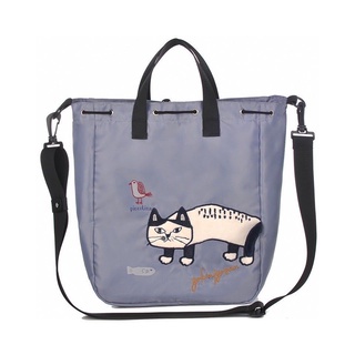 日本新款刺繡爬貓單肩包斜挎包手提包抽繩包逛街購物包通勤