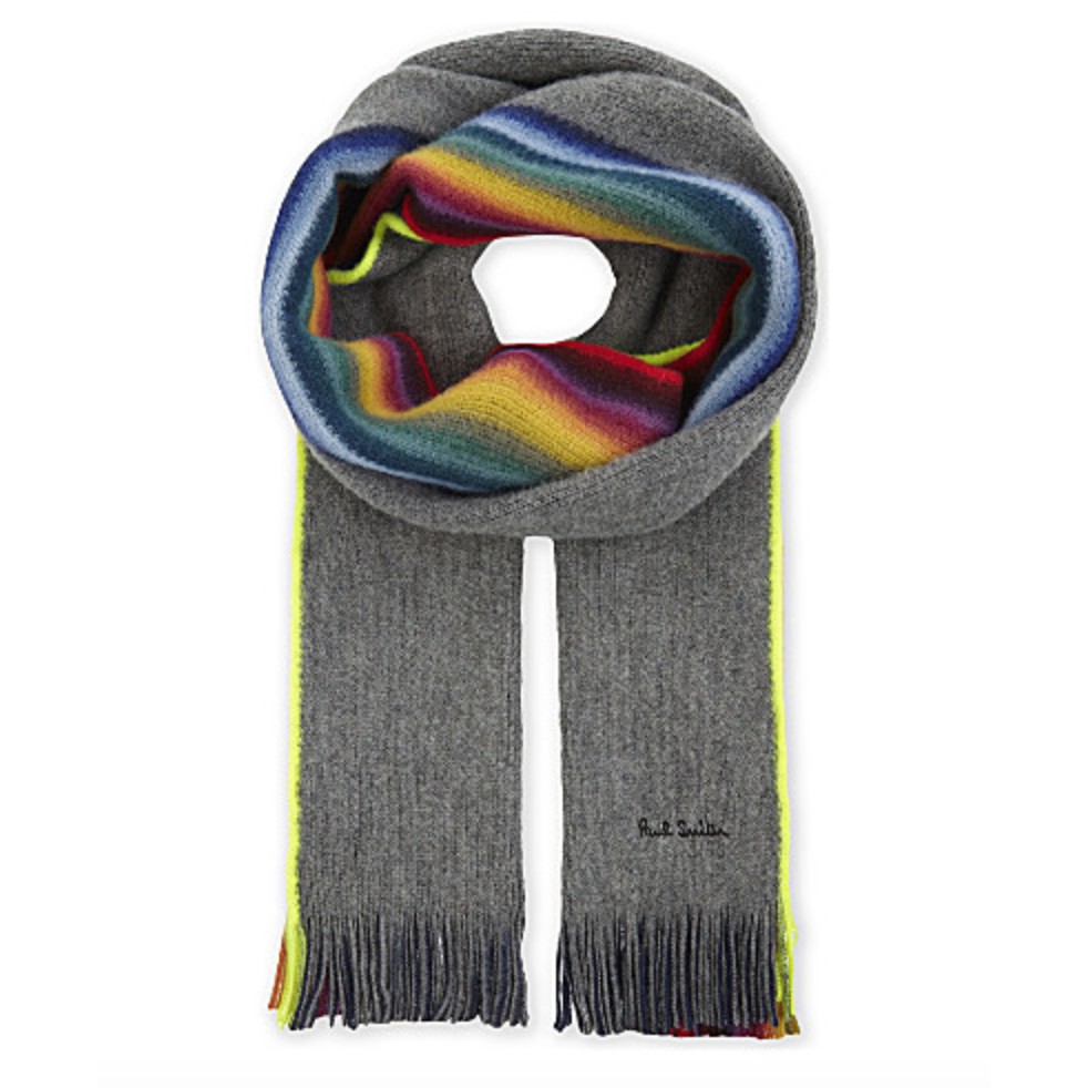 Paul Smith 彩虹雙面100 羊毛圍巾秋冬17新品代購中性款羊毛圍巾彩虹圍巾灰色圍巾雙面 蝦皮購物
