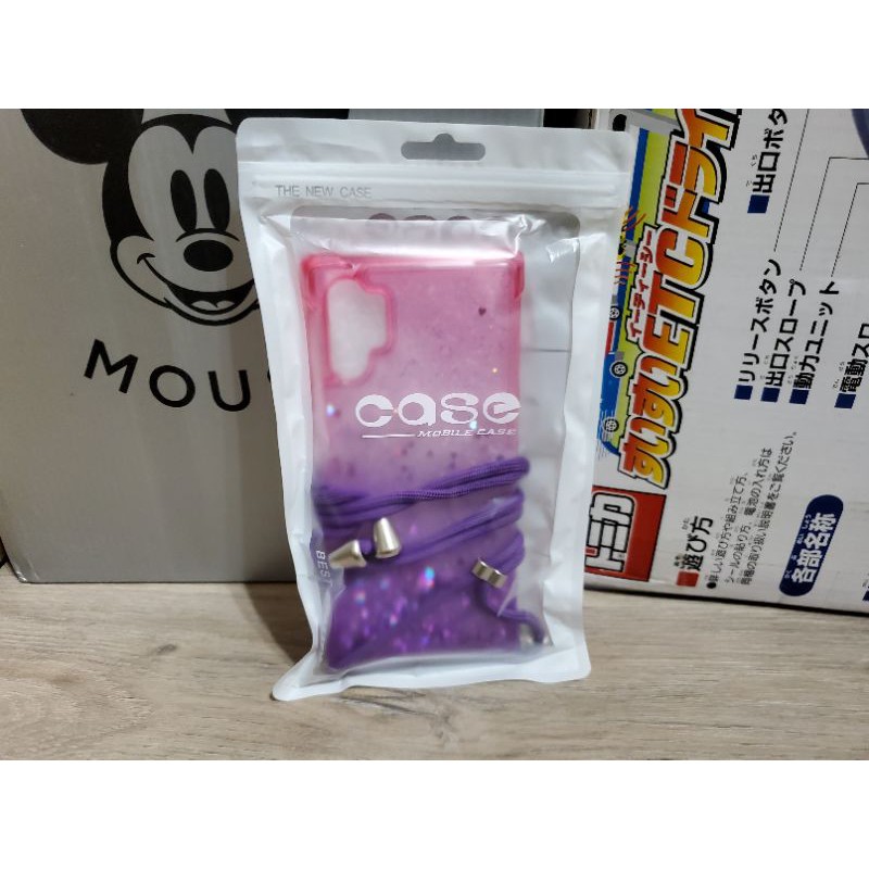 全新NOTE10+ 流沙吊帶手機殼，粉紫色$100
