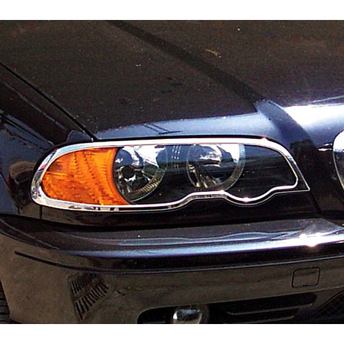 圓夢工廠 BMW 3 E46 兩門 1999~2003 318 320 325 330 改裝 鍍鉻銀 前燈框 頭燈框飾貼