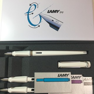 LAMY Joy喜悅系列 白桿銀夾鋼筆 禮盒組＊附三種筆尖和卡水三盒