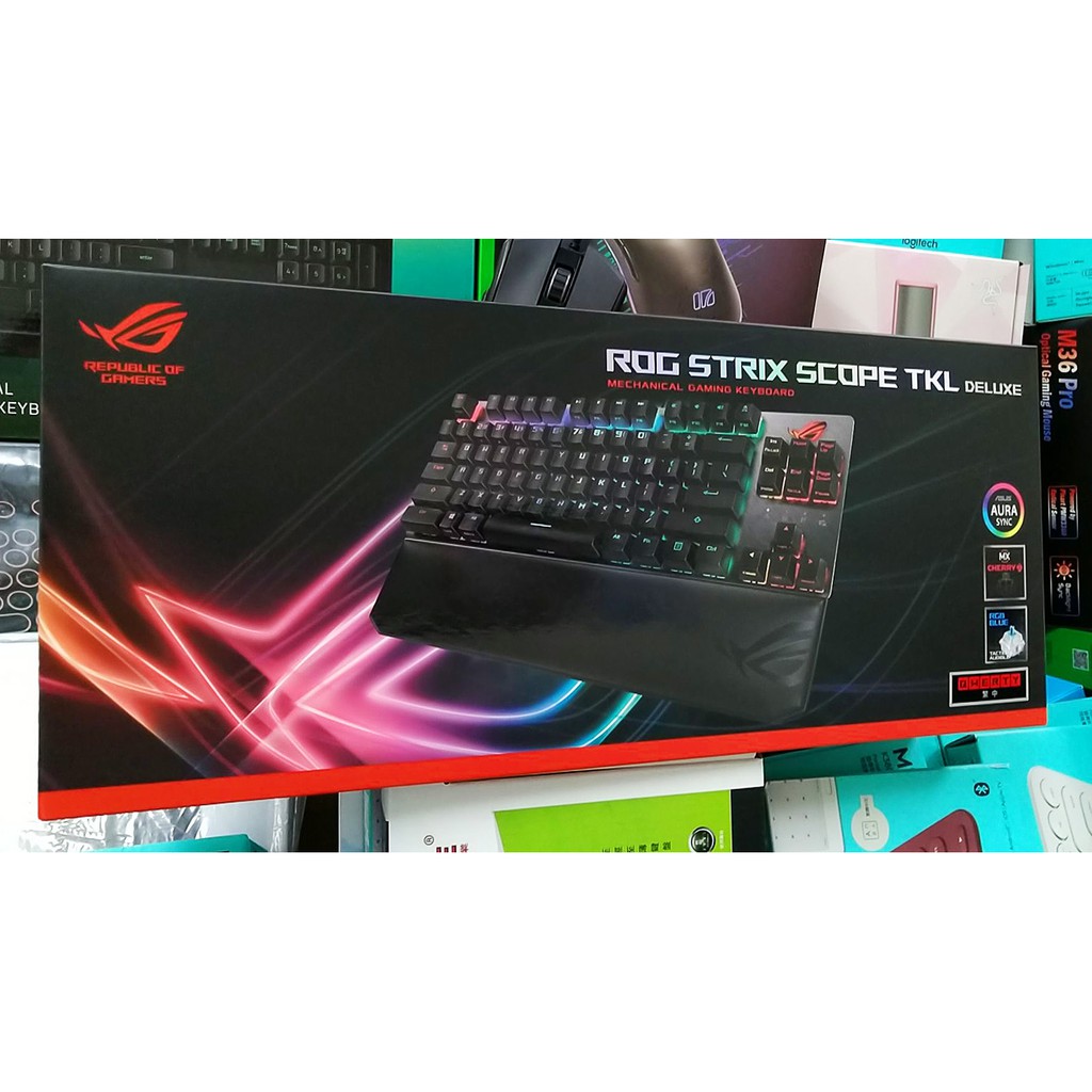【本店吳銘】 華碩 ASUS ROG Strix Scope TKL Deluxe RGB 機械式電競鍵盤 青軸 附手托 | 蝦皮購物