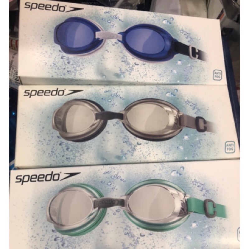 (羽球世家) Speedo 成人基礎泳鏡 常備款 抗UV防霧款 白藍/透明綠 便宜好用!!