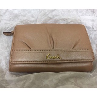 【Anconcept x 限量出清】美國紐約購入 Coach 皮夾 中夾 粉金色 實用多夾層 保證正品