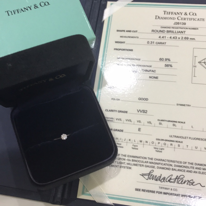 Tiffany 0.31克拉 經典六爪鑽戒