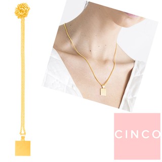 CINCO 葡萄牙精品 Janelle necklace 925純銀鑲24K金硬幣項鍊 素面正方款