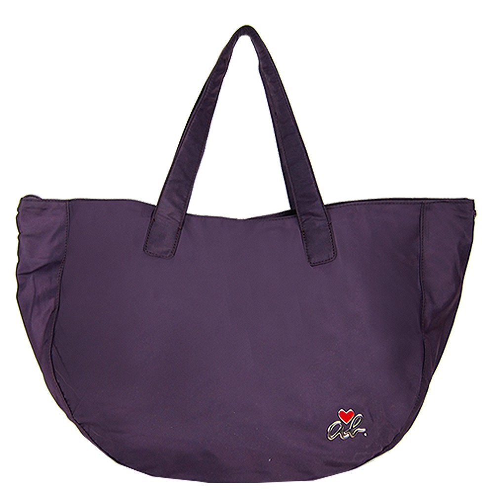 agnes b. ab heart 素面尼龍購物包(大/紫) 側背包 手提包 肩背包 正品 全新 名牌精品包