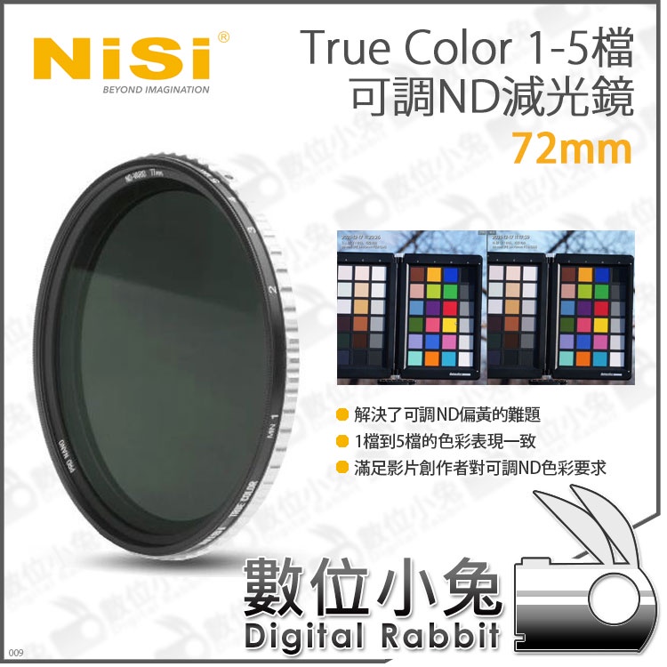 數位小兔【NISI 耐司 True Color 1-5檔 可調ND 減光鏡 72 77 82 95 mm】可調減光鏡