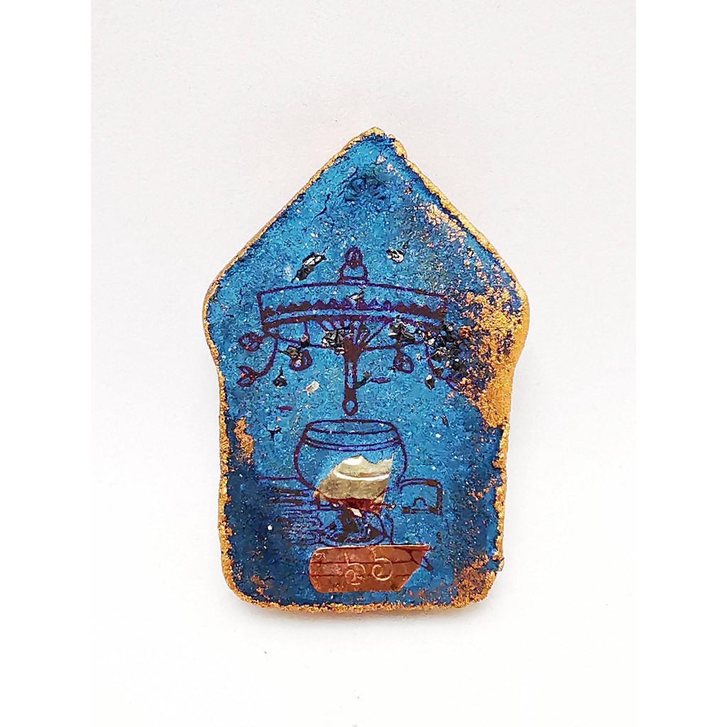 古巴烏拉薩(BE2563)派素潘尼卡坤平金面藍黃銅符管 編號66 =泰勇邦佛牌聖物=