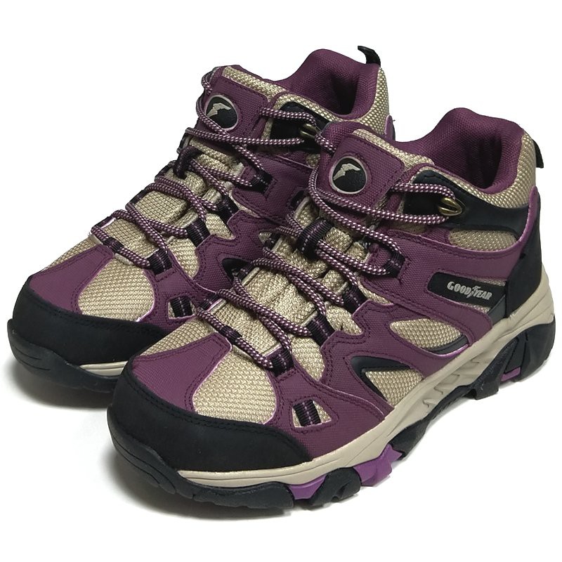 GOODYEAR 高筒防水戶外郊山鞋/登山鞋 舒適鞋墊 180度夜間反光 森林之王W1 紫色GAWO02527