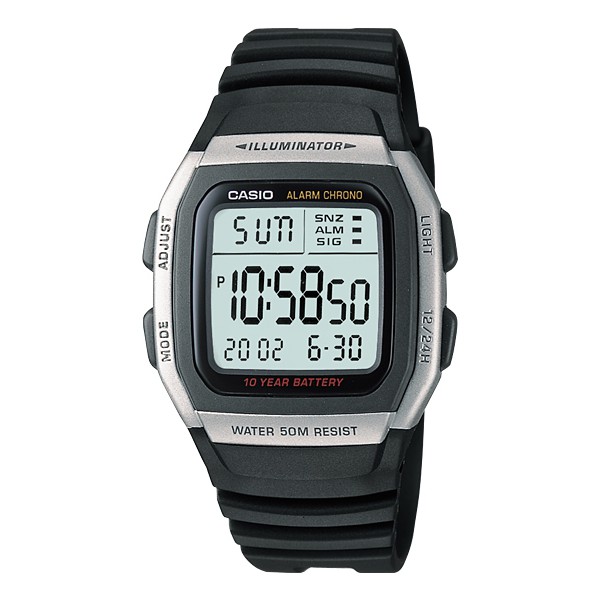 附發票 台灣卡西歐公司貨【時間光廊】CASIO 卡西歐 銀 十年電池 W-96H-1A 第二時間