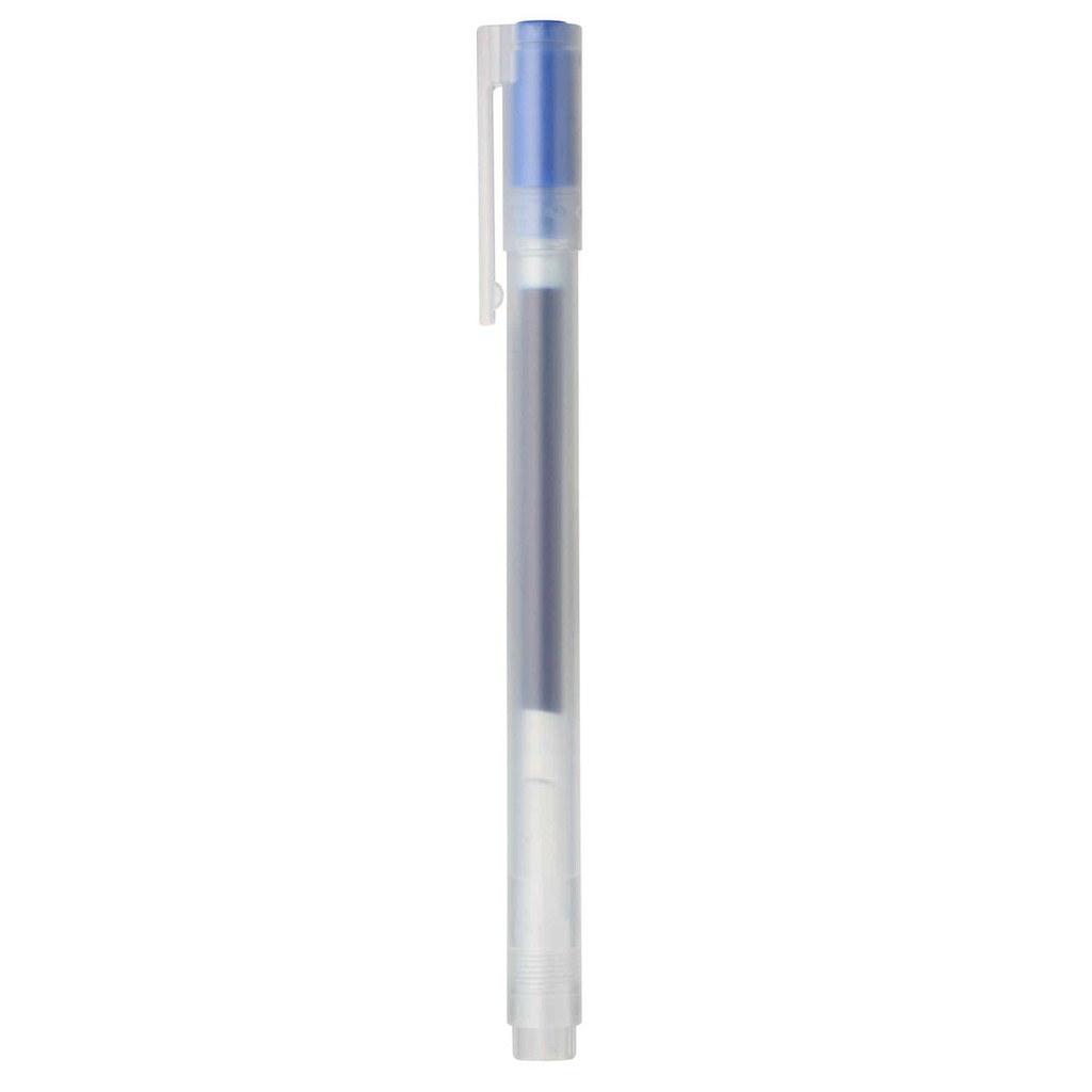 【MUJI 無印良品】日本境內版 MUJI 自由換芯附蓋膠墨筆 藍 0.5mm 原子筆 膠墨中性筆