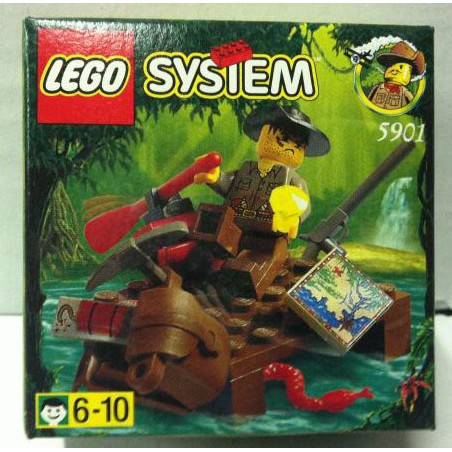 LEGO 樂高 5901 急流木筏 20年古董 絕版品人偶 咖啡色 後背包 積木 益智玩具