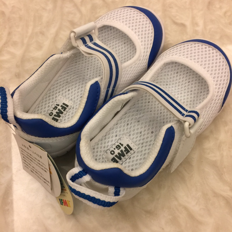 現貨//童鞋/日本IFME兒童透氣網布機能水洗涼鞋.室內鞋(16公分)藍白