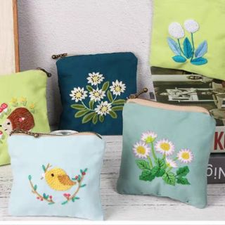 🐟飛魚小舖🐟開發票 十款-刺繡diy零錢包包手工自繡創意製作成人刺繡拉鏈包初學布藝材料包繡花拉鏈包E30