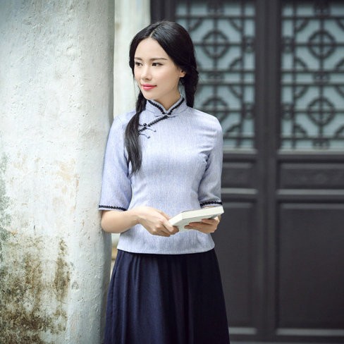 復古民初文藝風學生服裝短版唐裝旗袍上衣 蝦皮購物