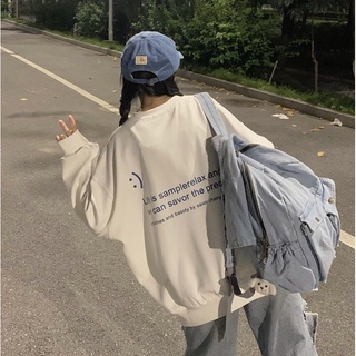 【臺灣現貨/特價清倉】2022秋冬新款圓領薄長袖日系原宿長袖上衣簡約印花上衣寬鬆長袖無帽衛衣長袖T恤女生長袖女生上衣