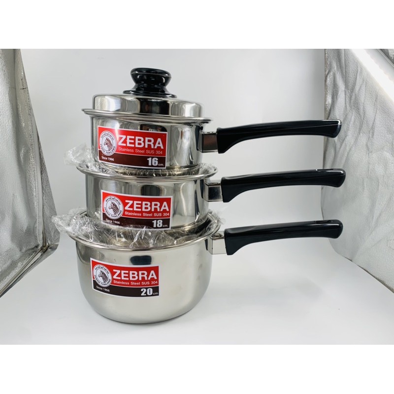 《百寶家》 ZEBRA 斑馬牌 304不鏽鋼單柄湯鍋 有鍋蓋 雪平鍋 單把 湯鍋*16/18/20cm 絕對不會黑！