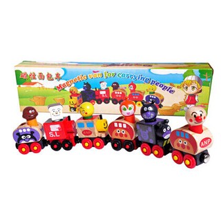 台灣現貨出清特賣數量有限喔~ 麵包超人火車 磁性木製小火車 6節組合玩具