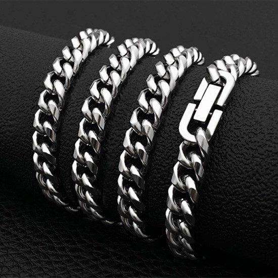 【NXL0050】精緻個性歐美嘻哈古巴圓磨環扣鈦鋼項鍊子/鋼鍊條(0.8cm)