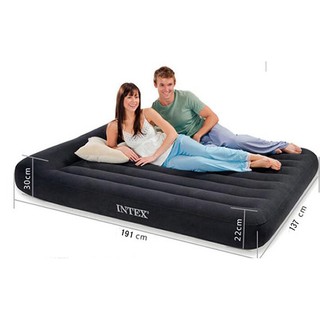 INTEX 64142 新款拉線結構 帶枕內建枕頭單層雙人線拉植絨結實充氣床墊 137公分 迷露森活