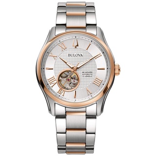 BULOVA 寶路華 白面半金鏤空不鏽鋼機械錶 41mm 98A213 台灣原廠公司貨 保固2年