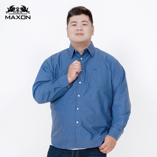 【MAXON大尺碼】台灣製丹寧色素面牛津長袖襯衫2L~5L 加大尺碼 免運82391-56