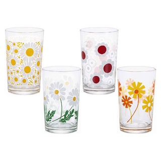 【日本ADERIA】昭和復古花朵水杯 - 共4款《屋外生活》玻璃杯 飲料杯