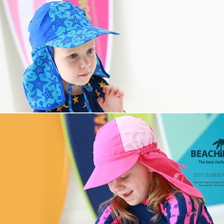 【花貓咪】沙灘戲水帽 防曬遮陽彈性兒童泳帽
