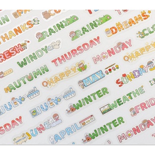 [現貨/分裝/12張10元]MOMO醬卡通 可愛 英語單詞貼紙 學生裝飾 DIY材料 貼紙包 咕磚 咕卡 貼紙