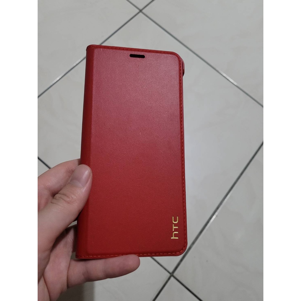 二手品- HTC U12+ 原廠輕薄翻頁式皮套 手機套 紅色(無盒