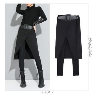 Y2 style▪️贈皮帶假兩件顯瘦彈力小腳褲褲裙▪️Y2style歐美設計款寬鬆個性中大尺碼E1-20206