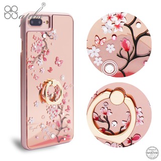 【現貨】 apbs iPhoneXs/X/8/7/6s/6施華彩鑽鏡面指環扣手機殼-日本櫻