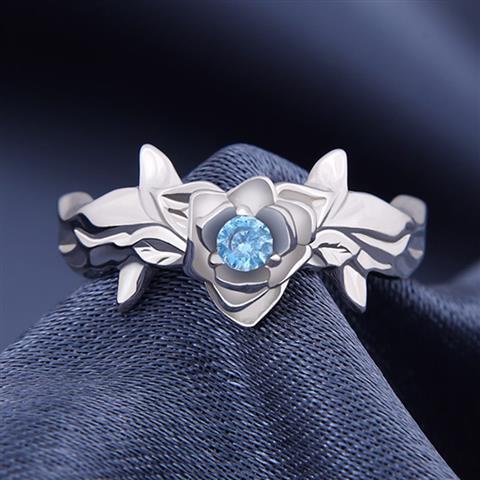 刀劍神域戒指 Eugeo Ring 藍玫瑰 Excalibur 桐人動漫 925 銀戒指