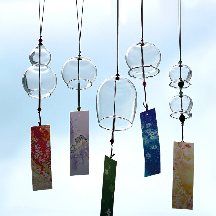 日式玻璃風鈴櫻花透明古風和風掛件飾品可愛圓形水滴| 蝦皮購物