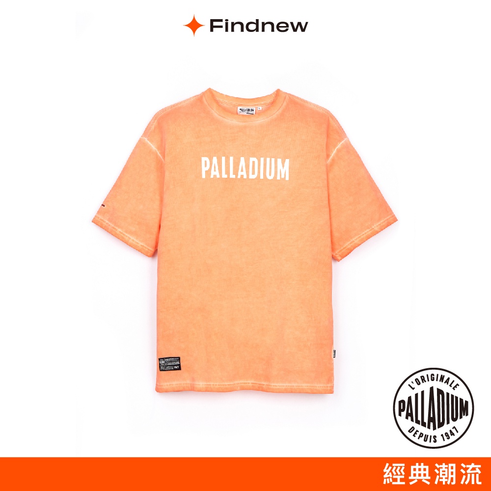 PALLADIUM 春夏簡約圓領印花落肩短袖  男款上衣 橘色 106011-835  【Findnew】