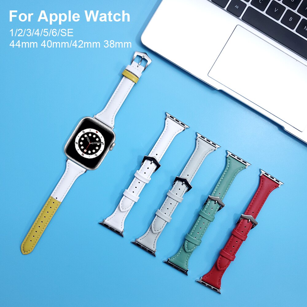 適用apple watch6/5/4/3SE 蘋果錶帶38mm/40mm/42mm/44mm小蠻腰真牛皮錶帶