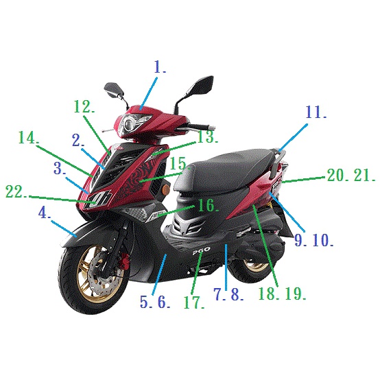 【PGO原廠零件專賣】彪虎150車殼2021年最新 深銀紅 十耐特仕版 擋風板 後扶手  彪虎車殼通用 TIGRA150