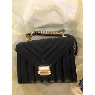 Michael Michael Kors Whitney Large Shoulder Bag金色方釦鍊帶包(大/黑)