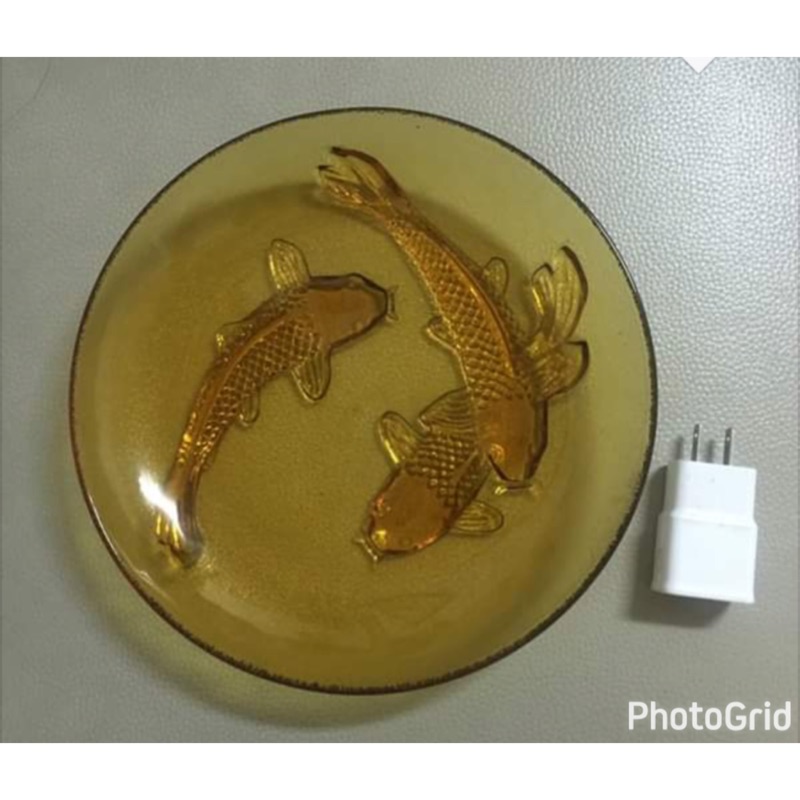 🐠🐠童顏童語雜貨鋪🐟🐟早期 立體鯉魚浮雕 玻璃盤