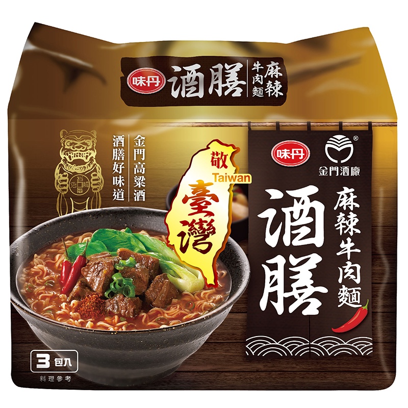 味丹酒膳麻辣牛肉麵(袋麵)177g克 x 3【家樂福】