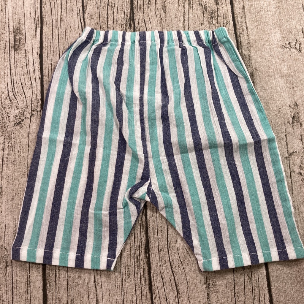 『現貨』 日本 正品 西松屋 純棉 短褲 睡褲 居家褲 涼爽 材質 藍色 條紋 綠色 80 童裝 男童