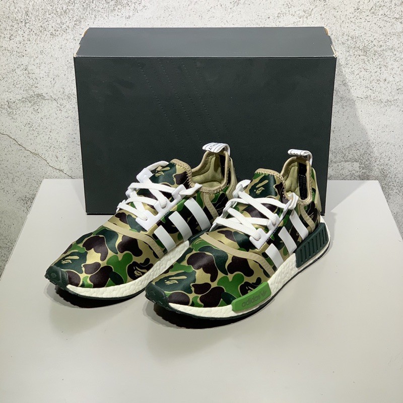 Adidas NMD R1 BAPE 全新綠迷彩運動鞋 US10號 (附鞋盒)