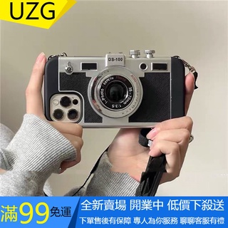【UZG】手機殼 保護殼 保護套 複古立體照相機適用iPhone13promax蘋果12手機殻11斜挎xr女x