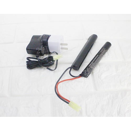 2館 生存遊戲 9.6V 鎳氫電池 雙胞胎+ 9.6V 充電器 (充電電池AEG EBB AK BB彈 MP5