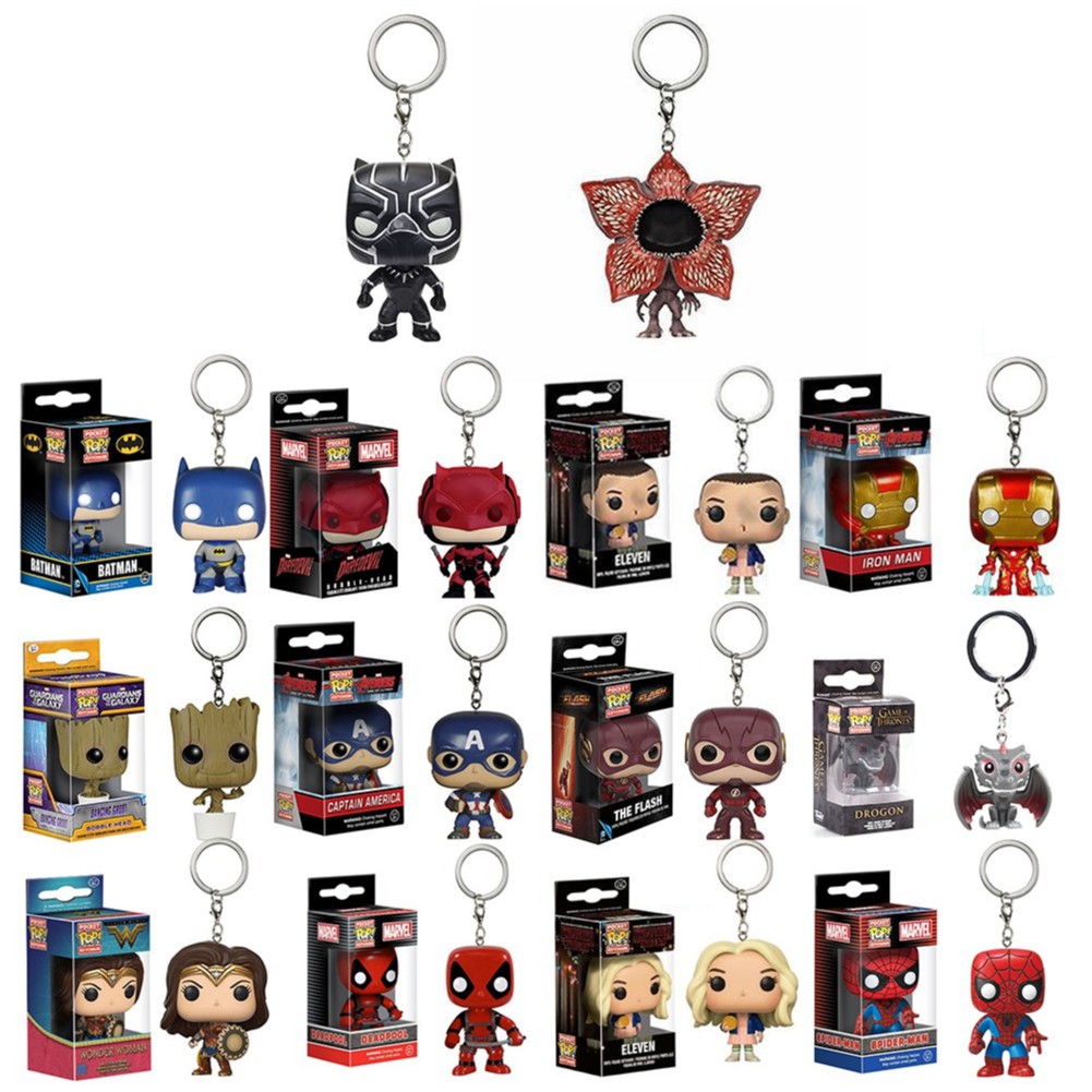 FUNKO POP 艾瑞 Funko 流行音樂! 鑰匙扣 Baby Groot Batman SpiderMan Dea