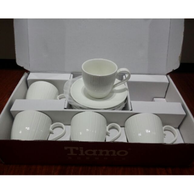 Tiamo 經典五杯五盤咖啡杯組 SP-1611 新骨瓷 (新北市新莊可面交) 堤亞摩咖啡工坊