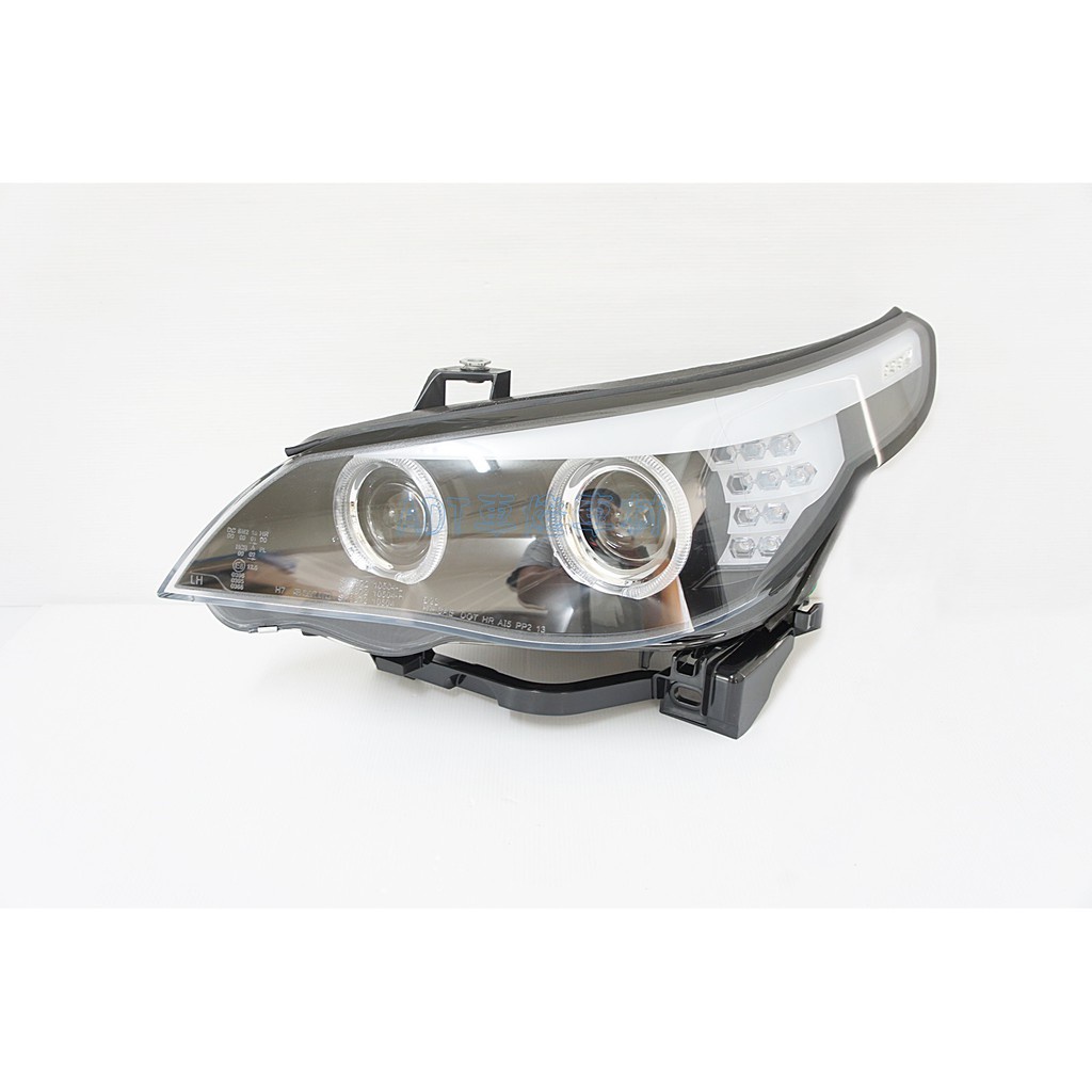 K.A.M. 寶馬 BMW E60 07 08 09 LCI 類F10 3D導光光圈+LED方向燈 雙魚眼 黑底大燈組