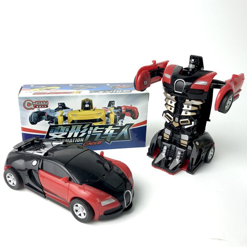 兒童玩具車免電池變形機器人一鍵變形玩具車布加迪慣性撞擊變形玩具汽車機器人kt母嬰 蝦皮購物