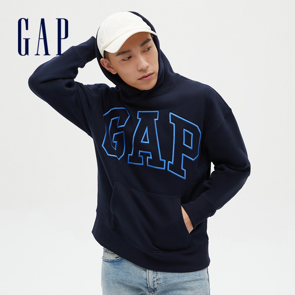 Gap 男裝 Logo帽T 碳素軟磨系列-海軍藍(618877)